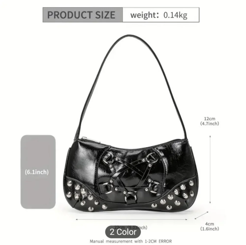 Women's Handbag‎ Gothic Punk Red Shoulder Purse Studded New Z6